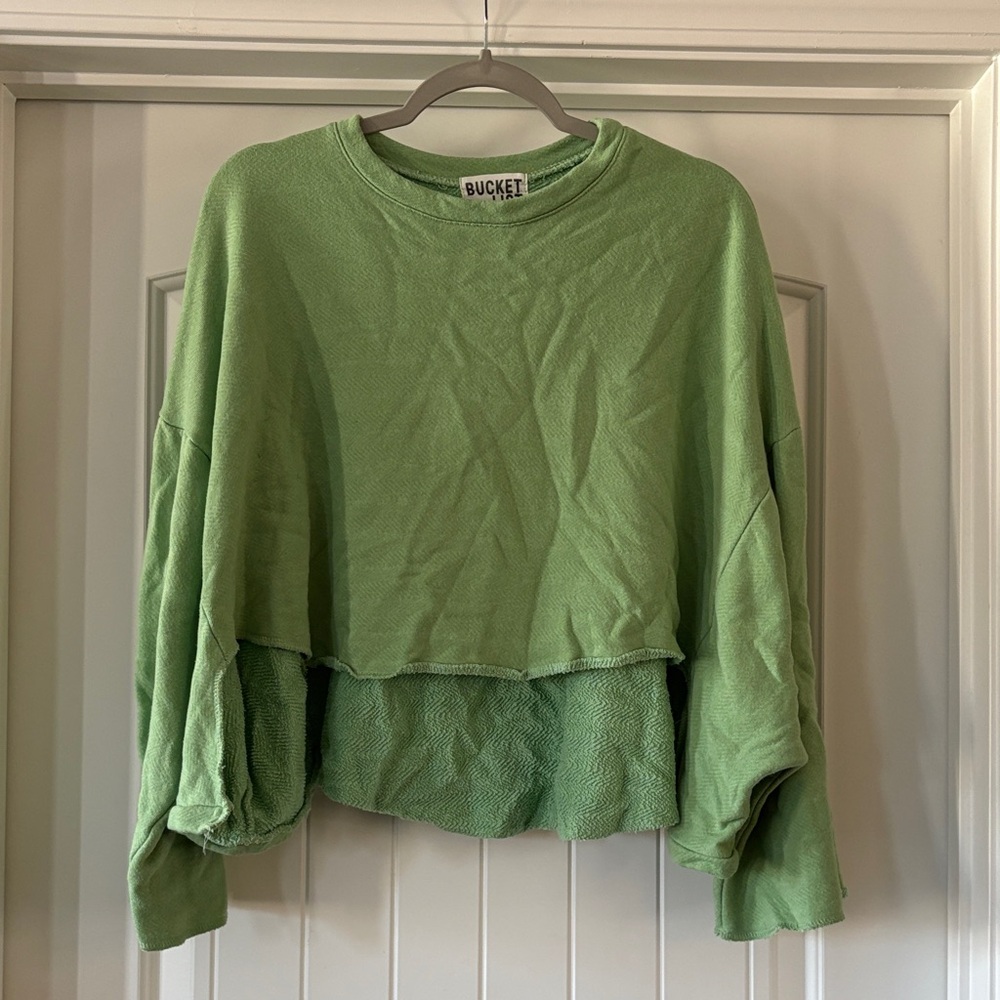 BUCKETLIST Mint Green Terry Cloth Top